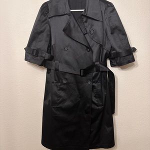 ELLE Trench-Coat Black Dress Coat Collar Pleats